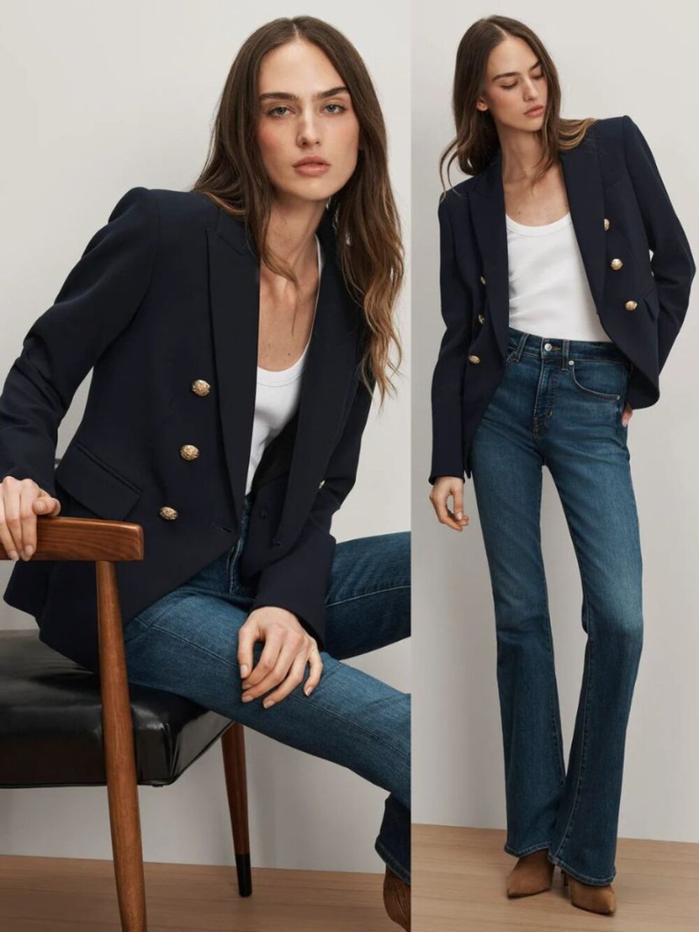 Veronica Beard Miller Navy Blazer Double Breasted Dickey Jacket Size 10